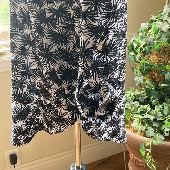 Michael Kors Quarter Zip Black & White Tab Sleeves Long Line Tunic Size L - Picture 5 of 10